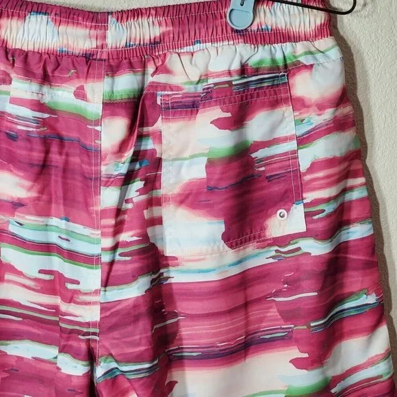 CSG Mens 2XL Swim Trunks Pink Multicolor  With Elastic Waistband & Drawstring - Picture 3 of 6
